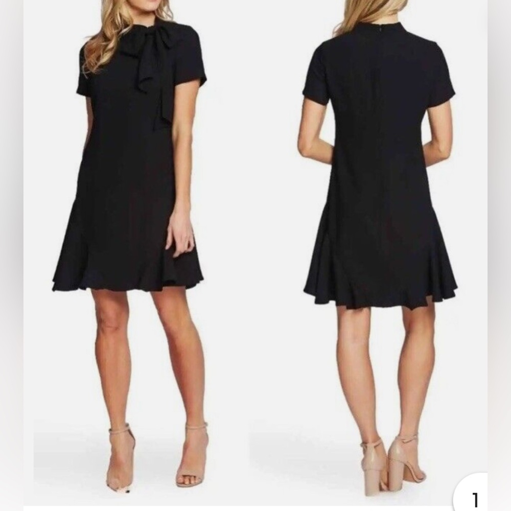 CeCe Short Sleeve Bow Neck A Line dress